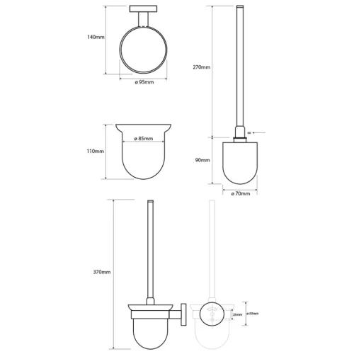 BEMETA WHITE WC kefetartó, fehér kefével, 95x370x140mm, fehér (104113014) (XR303W)