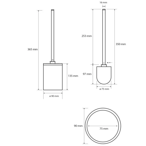 BEMETA WHITE álló WC kefetartó, 90x385x90mm, fehér (104913094) (XR306W)