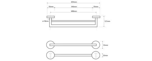 BEMETA OMEGA Törölközőtartó, 655x55x120mm, króm (104204052) (XR401)