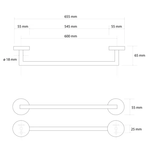 BEMETA SABLO fali törölközőtartó, 655x55x65mm, matt arany (160204042) (XR404GB)