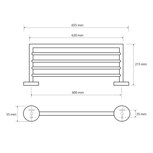 BEMETA OMEGA Törölközőtartó polc, 655x55x215mm, króm (104205082) (XR413)