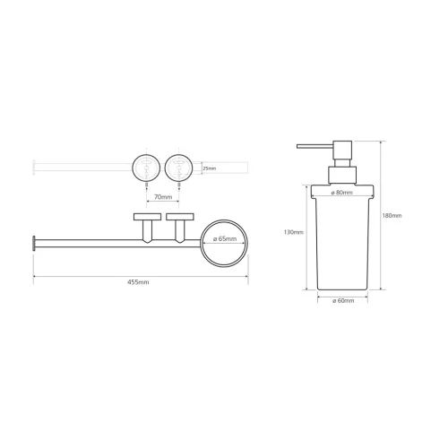 BEMETA OMEGA törölközőtartó és szappanadagoló, 455x180x115mm, 230ml, króm (104019012) (XR414)