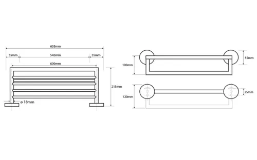 BEMETA OMEGA Törölközőtartó polc, 655x110x215mm, króm (104205072) (XR419)