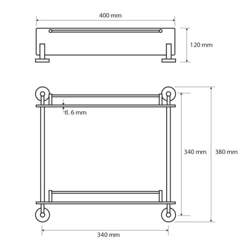 BEMETA OMEGA Üvegpolc, 400x385x115mm, króm (104202122) (XR602)