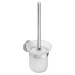   BEMETA NEO Fali WC kefetartó, üveg, fehér kefe, 115x360x130mm, inox/matt (104113015) (XS301)