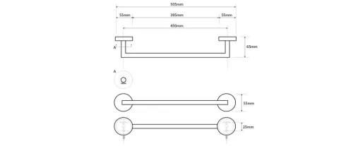 BEMETA NEO Törölközőtartó, 505x55x65mm, inox/matt (104204125) (XS401)