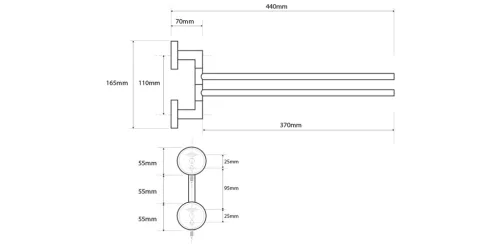 BEMETA NEO Mozgatható törölközőtartó, 55x165x440mm, inox/matt (104204105) (XS405)