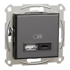   ASFORA Dupla USB gyorstöltő, A+C, 45W, antracit (EPH2700471)