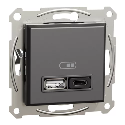 ASFORA Dupla USB gyorstöltő, A+C, 45W, antracit (EPH2700471)