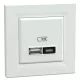 ASFORA Dupla USB töltő, A+C, 21W, kerettel, fehér (EPH2700521)
