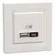 ASFORA Dupla USB töltő, A+C, 21W, kerettel, bézs (EPH2700523)