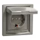 ASFORA 2P+F csatlakozóaljzat, biztonsági zsalu, csapfedeles - IP44, kerettel, bronz (EPH3100369)