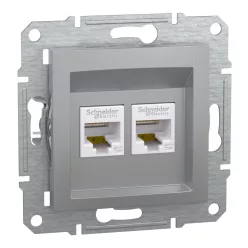 ASFORA 2xRJ45 Cat5e UTP aljzat, alumínium (EPH4400161)