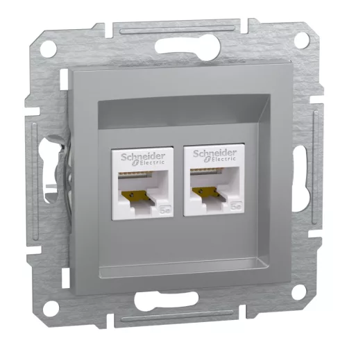 ASFORA 2xRJ45 Cat5e UTP aljzat, alumínium (EPH4400161)