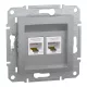 ASFORA 2xRJ45 Cat5e UTP aljzat, alumínium (EPH4400161)