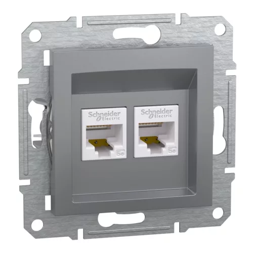 ASFORA 2xRJ45 Cat5e UTP aljzat, acél (EPH4400162)