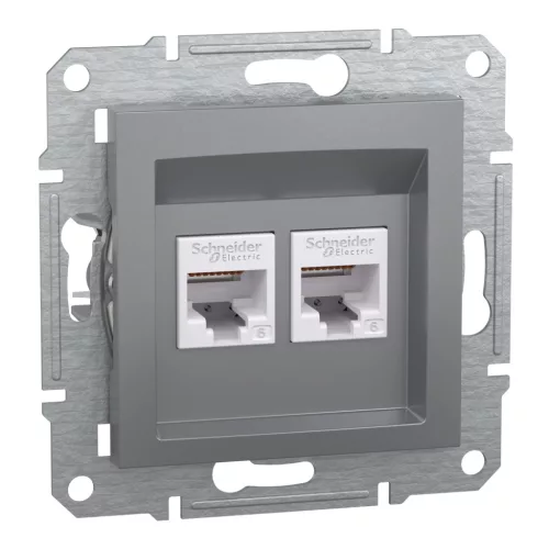 ASFORA 2xRJ45 Cat6 UTP aljzat, acél (EPH4800162)