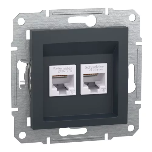 ASFORA 2xRJ45 Cat6 UTP aljzat, antracit (EPH4800171)