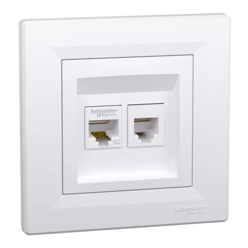 ASFORA RJ45 Cat5e UTP + RJ12 aljzat, fehér (EPH4900121)