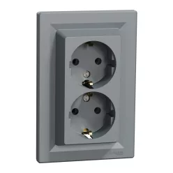   ASFORA 2x2P+F csatlakozóaljzat, csavaros, acél (EPH9900162)