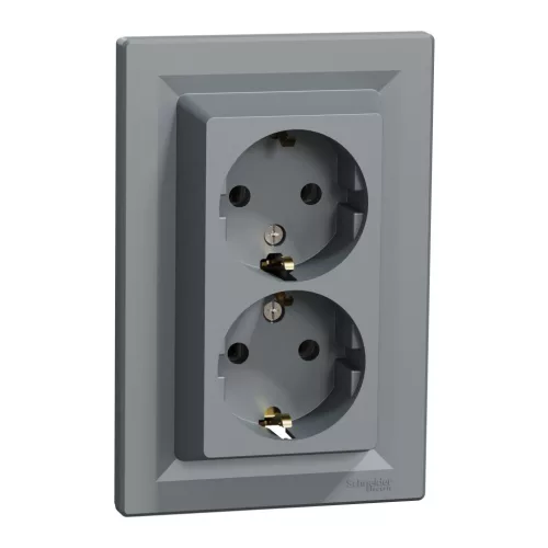 ASFORA 2x2P+F csatlakozóaljzat, csavaros, acél (EPH9900162)