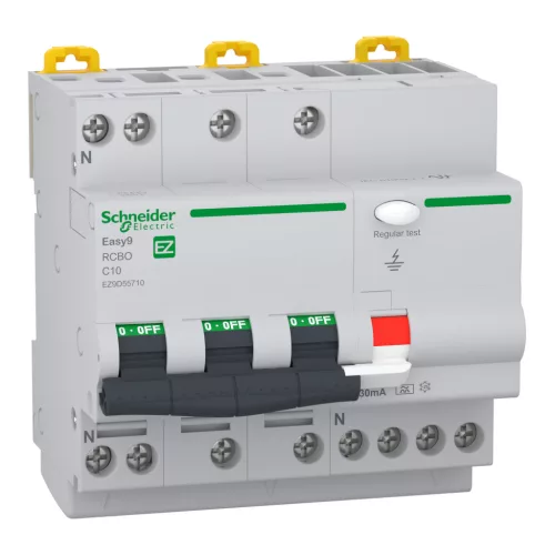 Schneider EASY9 PRO Áramvédős kismegszakító, A osztály, 3P-N, C, 10A, 30mA