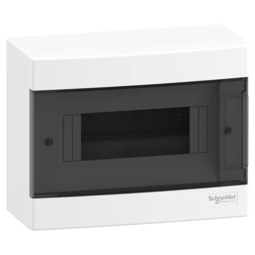 Schneider EASY9 EU Kiselosztó, füstszínű ajtó, falon kívüli, 1x8 modul, PEN