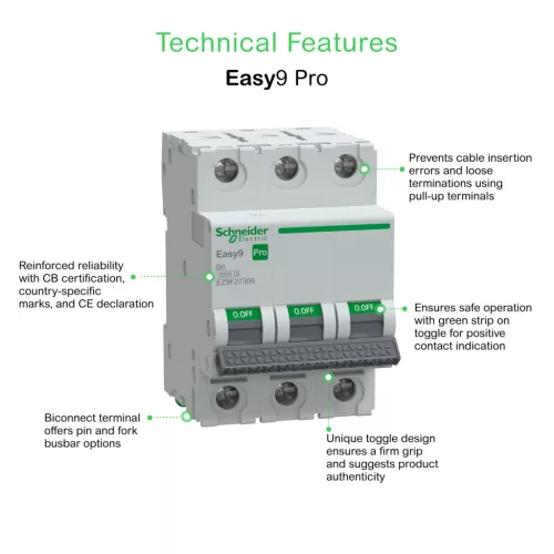 Schneider EASY9 PRO Kismegszakító, 3P, B, 6A