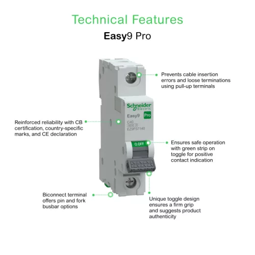 Schneider EASY9 PRO Kismegszakító, 1P, C, 40A