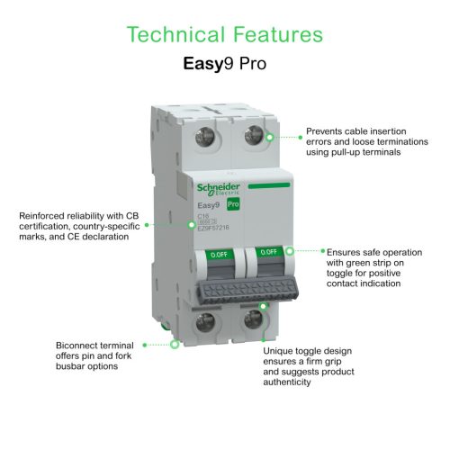 Schneider EASY9 PRO Kismegszakító, 2P, C, 16A