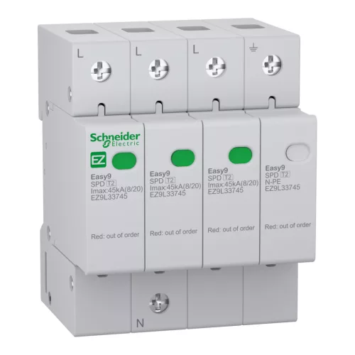 Schneider EASY9 PRO Túlfeszültség-korlátozó, T2, 45kA, 3P-N