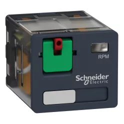   Zelio RXM miniatűr relé, 4CO, 6A, 24VAC, tesztgomb, LED, vegyes elrendezésű (RXM4AB2B7PVM)
