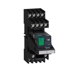   Zelio RXM miniatűr relé, 4CO, 6A, 24VAC, tesztgomb, LED, elválasztott elrendezésű (RXM4AB2B7PVS)
