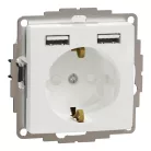 Schneider ÚJ SEDNA 2P+F konnektor dugalj csatlakozóaljzat, BZS, kettős USB töltővel, rugós, 16A/2.4A, fehér