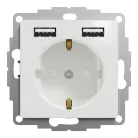 Schneider ÚJ SEDNA 2P+F konnektor dugalj csatlakozóaljzat, BZS, kettős USB töltővel, rugós, 16A/2.4A, fehér