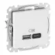 Schneider SEDNA Dupla USB gyorstöltő, A+C, 45W, fehér