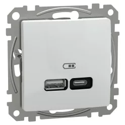 Schneider SEDNA Dupla USB töltő, A+C, 21W, fehér