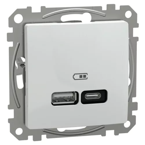 Schneider SEDNA Dupla USB töltő, A+C, 21W, fehér