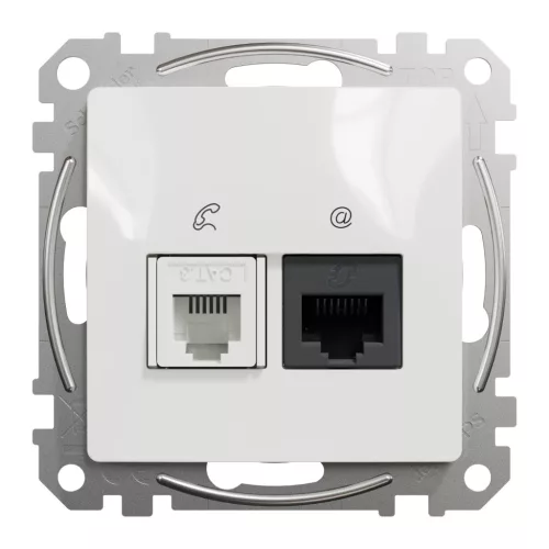 Schneider ÚJ SEDNA RJ11/RJ45 Cat6 UTP kombinált aljzat, fehér