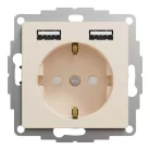 Schneider ÚJ SEDNA 2P+F konnektor dugalj csatlakozóaljzat, BZS, kettős USB töltővel, rugós, 16A/2.4A, bézs