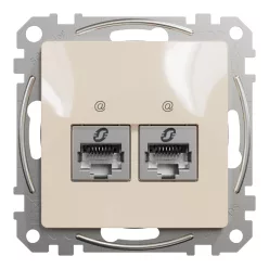 Schneider ÚJ SEDNA 2xRJ45 Cat6 STP aljzat, bézs