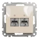 Schneider ÚJ SEDNA 2xRJ45 Cat6 STP aljzat, bézs