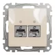 Schneider ÚJ SEDNA 2xRJ45 Cat6A STP aljzat, bézs