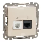 Schneider ÚJ SEDNA RJ11/RJ45 Cat6 UTP kombinált aljzat, bézs