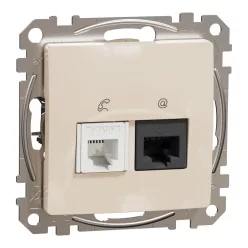   Schneider ÚJ SEDNA RJ11/RJ45 Cat6 UTP kombinált aljzat, bézs