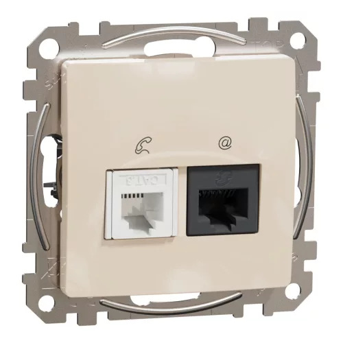 Schneider ÚJ SEDNA RJ11/RJ45 Cat6 UTP kombinált aljzat, bézs