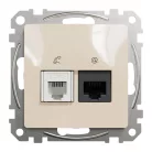 Schneider ÚJ SEDNA RJ11/RJ45 Cat6 UTP kombinált aljzat, bézs