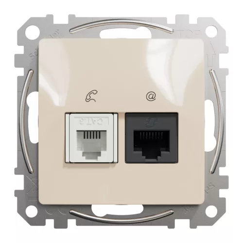 Schneider ÚJ SEDNA RJ11/RJ45 Cat6 UTP kombinált aljzat, bézs