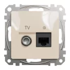 Schneider ÚJ SEDNA TV/RJ45 Cat6 UTP kombinált aljzat, bézs