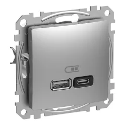 Schneider SEDNA Dupla USB gyorstöltő, A+C, 45W, alumínium